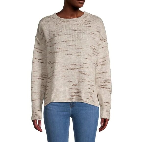 Max Studio Oatmeal Crew Neck Long Sleeve Pullover Sweater - Picture 3 of 5